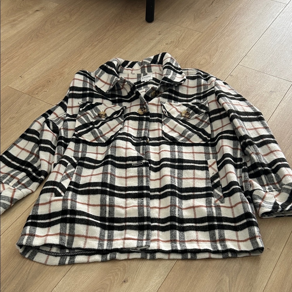 Kensie Checkered Jacket in Black, White, and Brown
